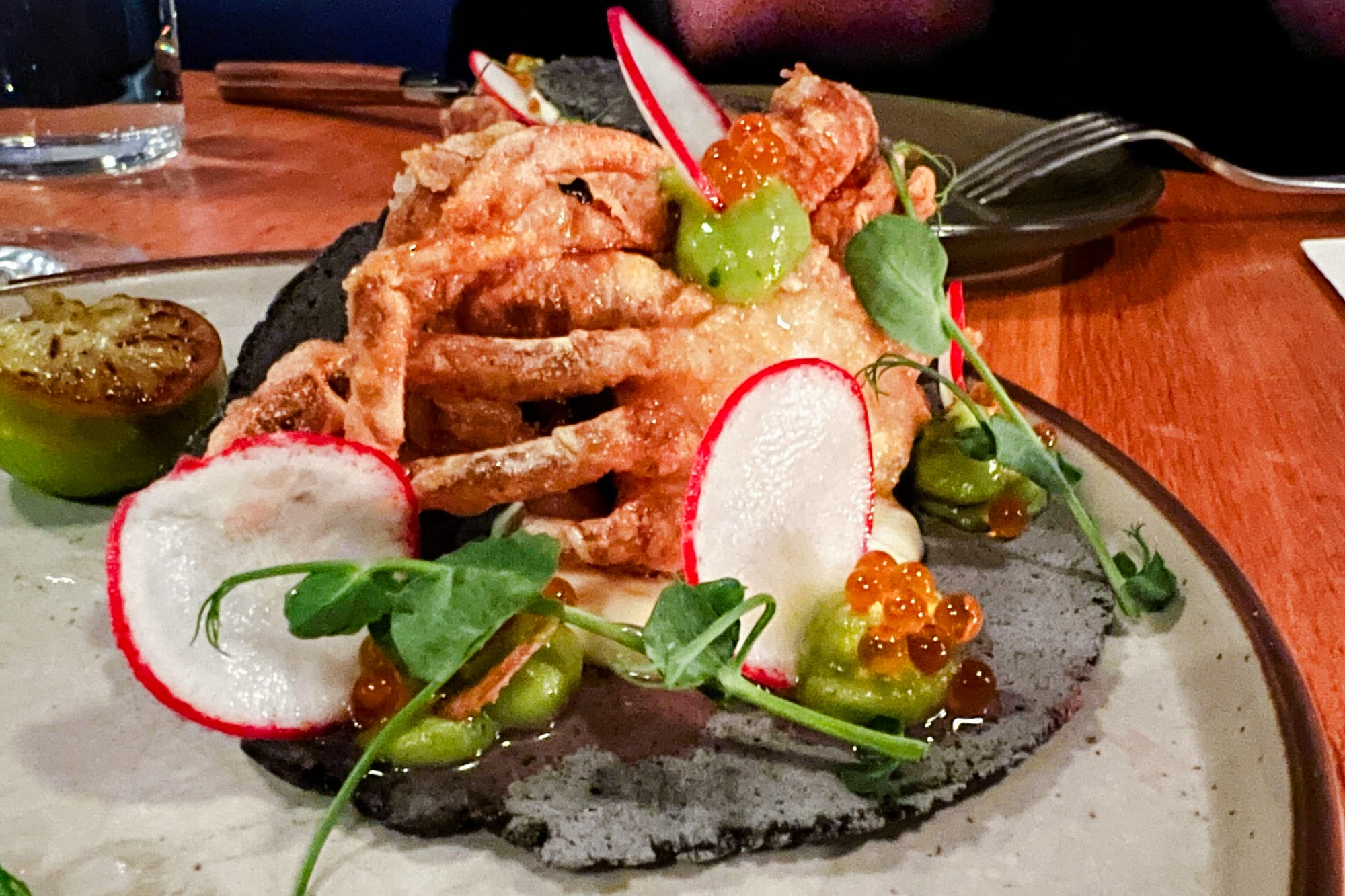  A crab taco on a plate