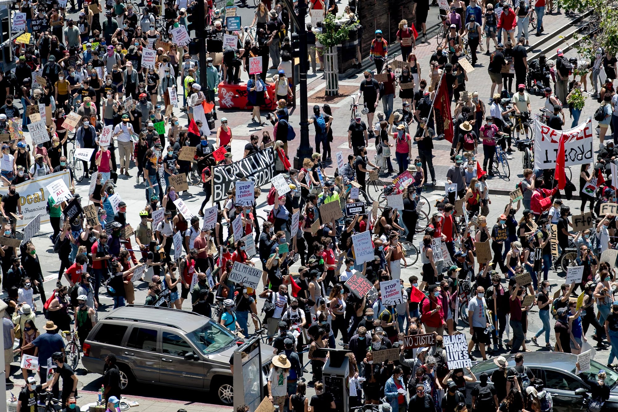 Hundreds of protesters take to the streets.