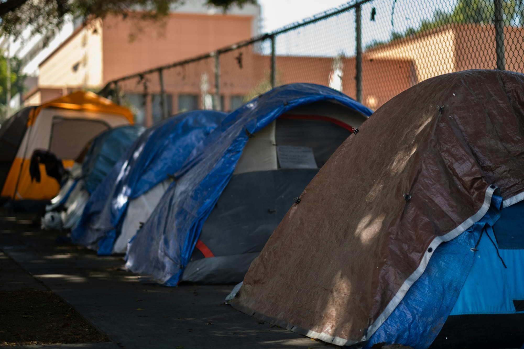 tents on a city street