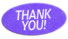 Purple oval with the words "thank you!" inside