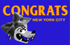 A spin on Zohran Mamdani’s campaign ads showing this site’s cartoon COYOTE, photoshopped with Aretha’s hat on its head, in front of the words “CONGRATS NEW YORK CITY.” 