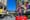 A colorful statue of a bipedal creature with big ears and a huge mouth stands on a red plinth in front of an urban boulevard. A skybridge says "SJSU."